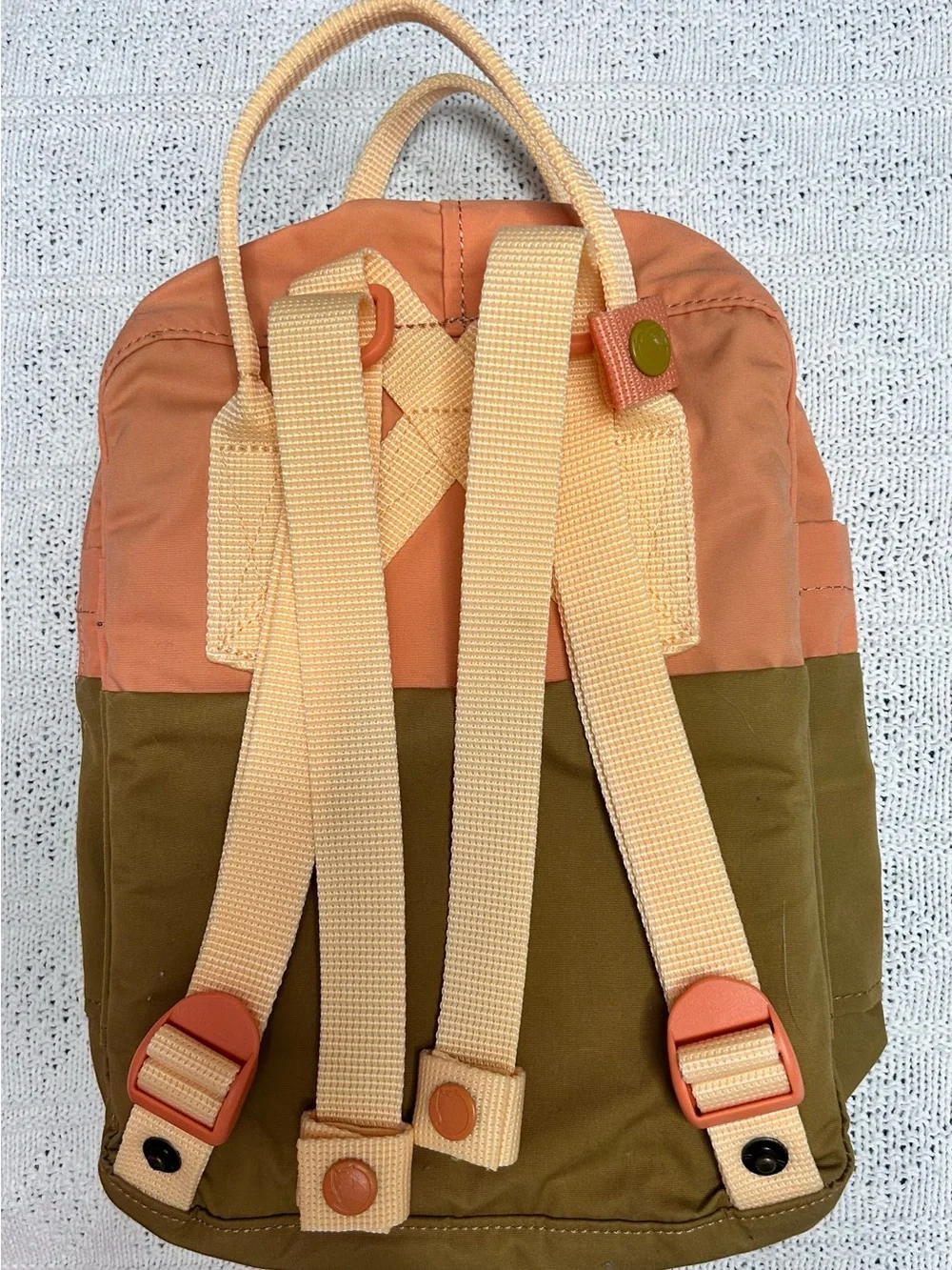 Fjallraven Kanken Two-Tone Orange and Olive Green Mini Daypack